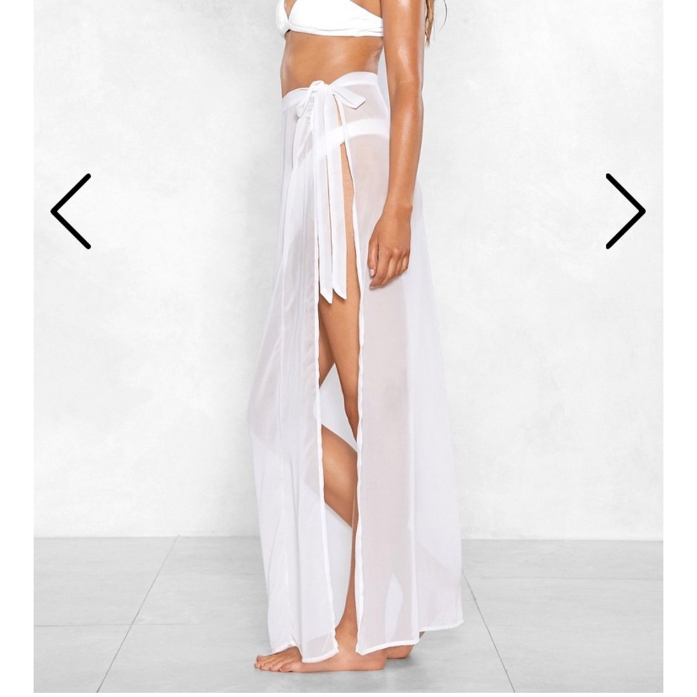 White Swimsuit Sarong Cover Up